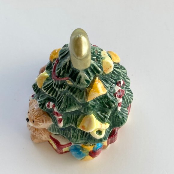 Vintage Christmas Tree Salt Shaker Teddy Bear Ceramic Train Candy Canes - Picture 5 of 9